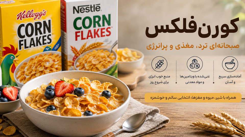 کورنفلکس چیست؟ آشنایی با تاریخچه، انواع، ارزش غذایی و فواید کورنفلکس